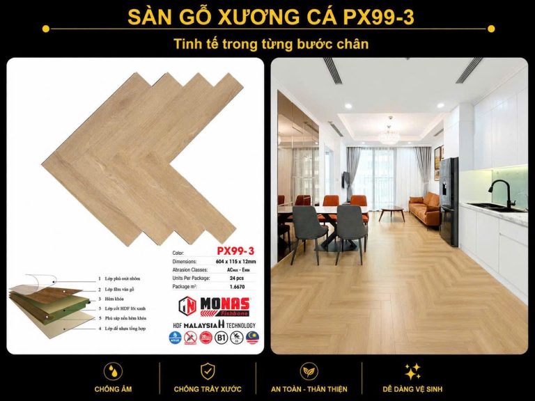 Sàn Gỗ MONAS Xương Cá (cốt xanh)