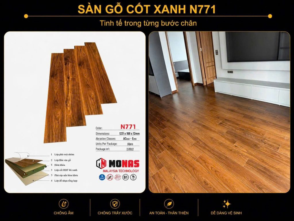 Sàn Gỗ MONAS Xanh (cốt xanh)